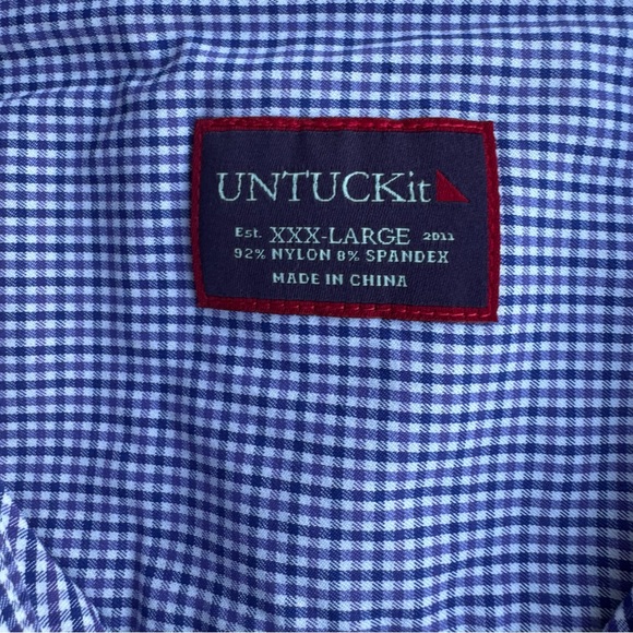 UNTUCKit Men's Blue/Purple Gingham Dress Shirt, 3XL - Picture 5 of 10